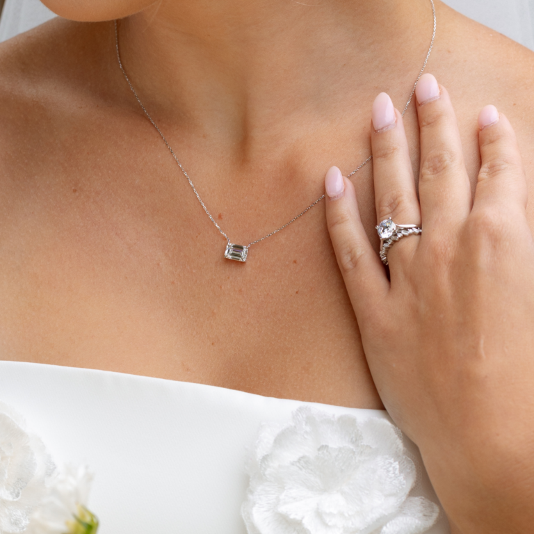 Round Cut Diamond Bridge Hidden Halo Engagement Ring - Lisa