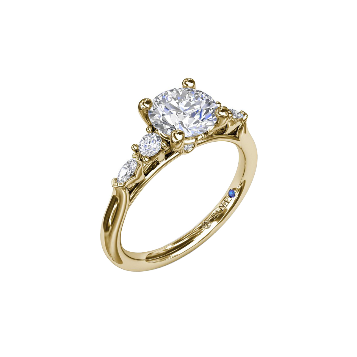 14K Yellow Gold Multishape Diamond Engagement Ring Semi-Mounting