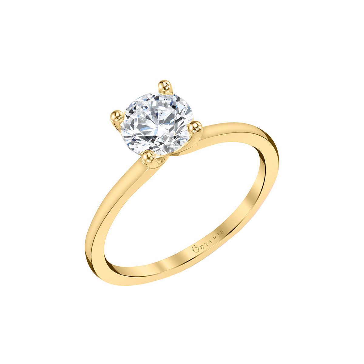 14K Yellow Gold Round Cut Solitaire Engagement Ring - Amelia