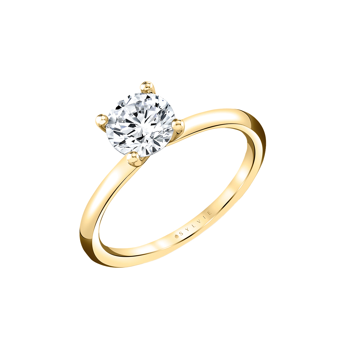 14K Yellow Gold Round Cut Solitaire Engagement Ring - Amelia