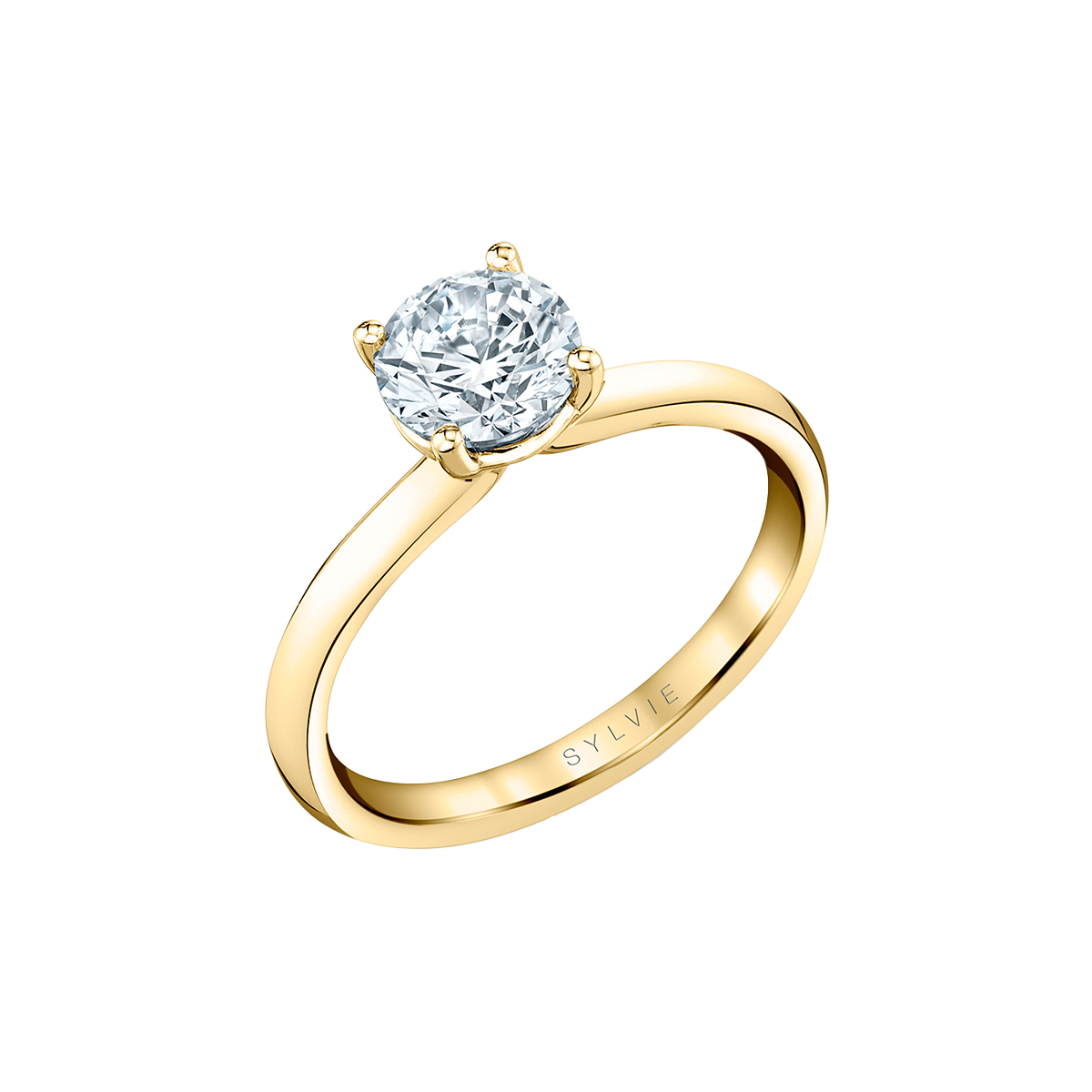14K Yellow Gold Round Cut Solitaire Engagement Ring - Hestia