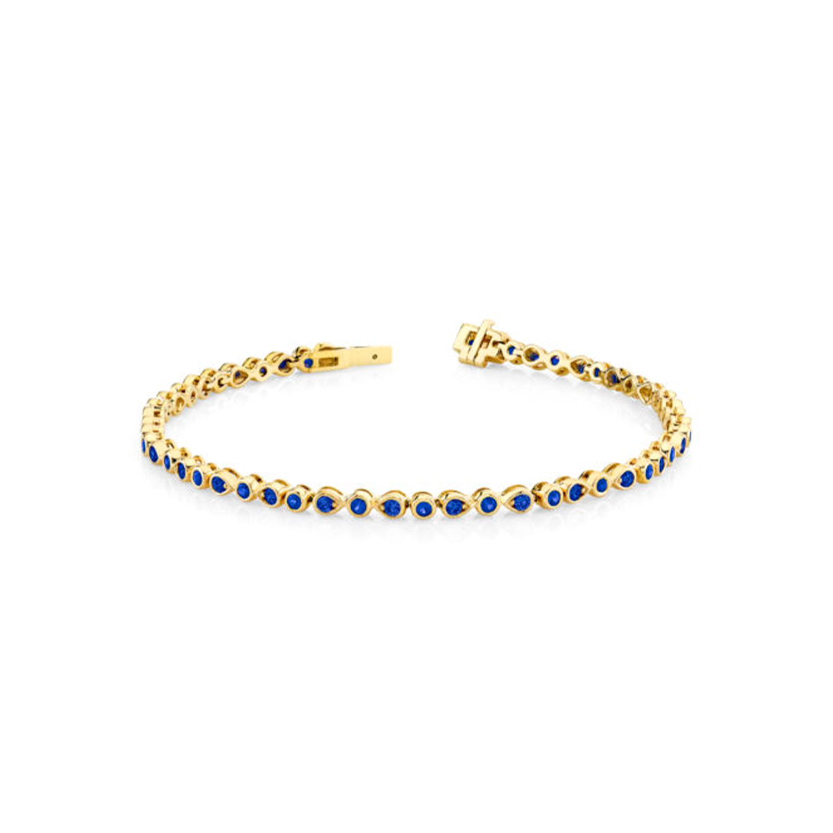 14K Yellow Gold Blue Sapphire Bezel Bracelet