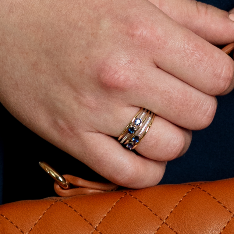 18K Two-Tone Pear Sapphire and Diamond Ring