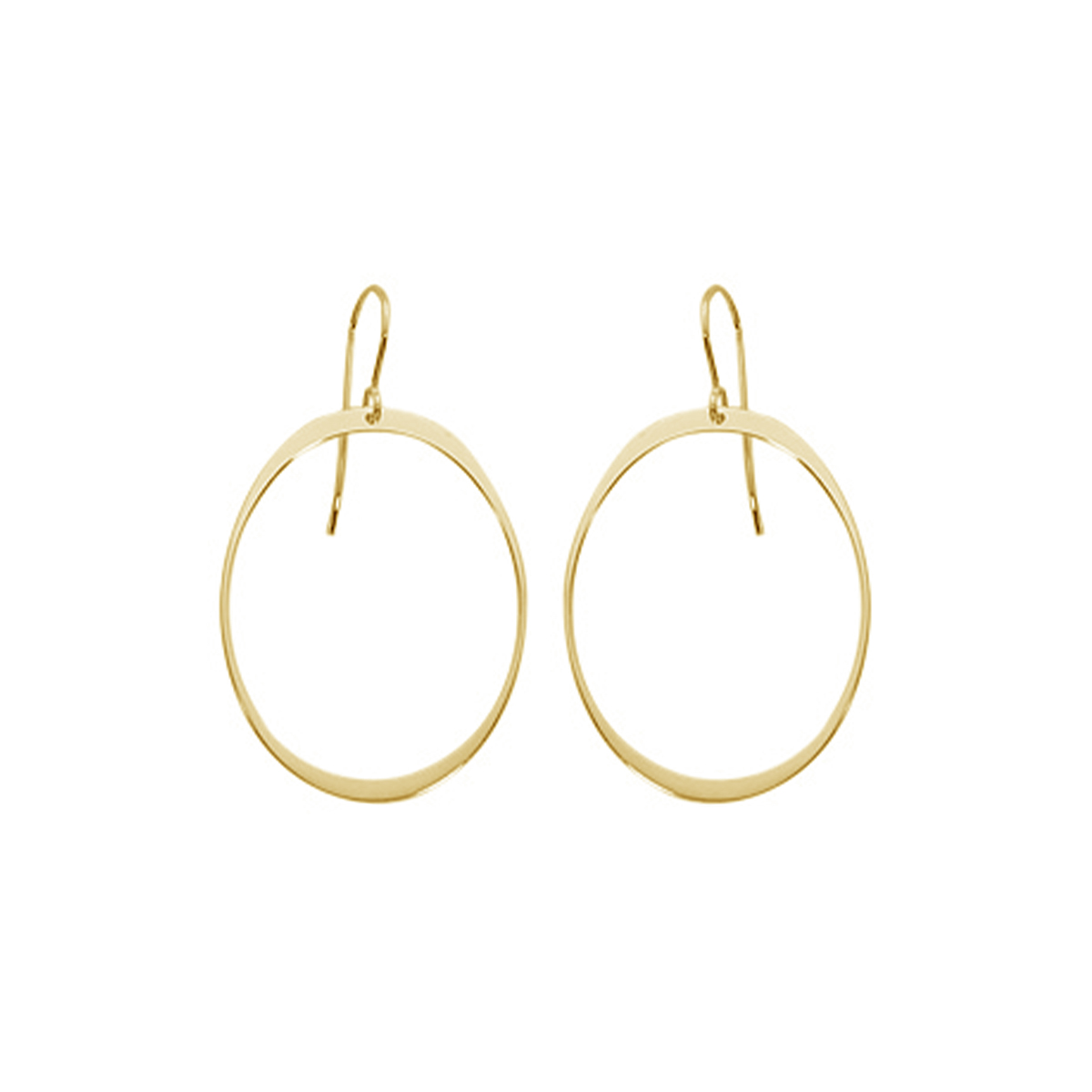 14K Yellow Gold Large Simple Oval Earrings