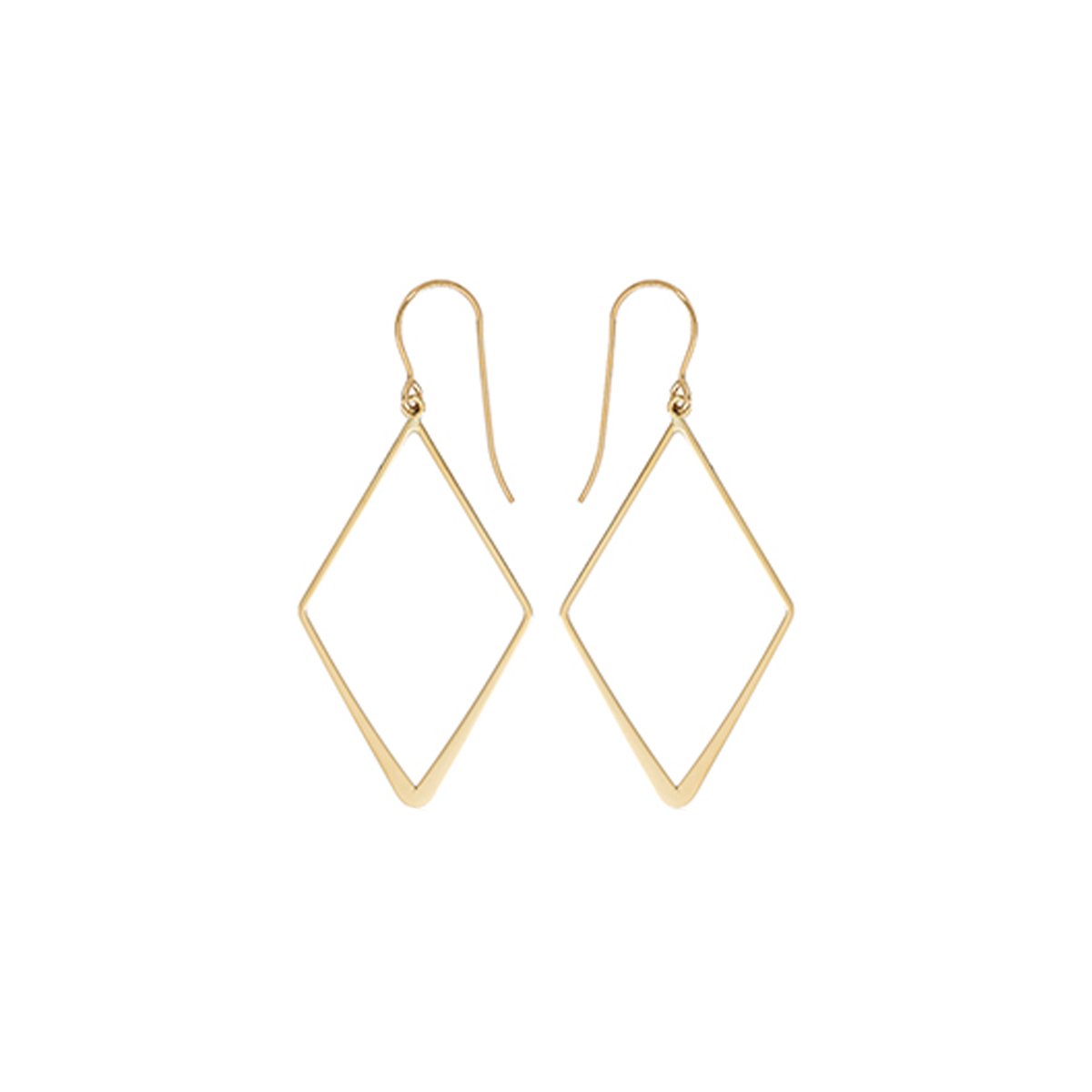 14K Yellow Gold Diamond-Shape Dangle Earrings
