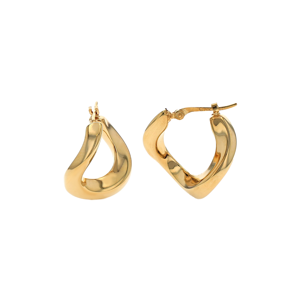 14K Yellow Gold Medium Twist Hoop Earrings