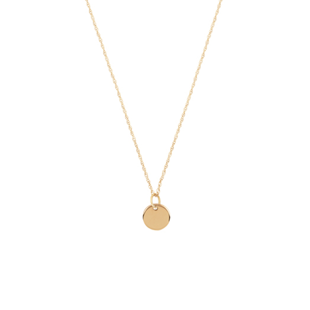 14K Yellow Gold Round Tag Pendant with Chain