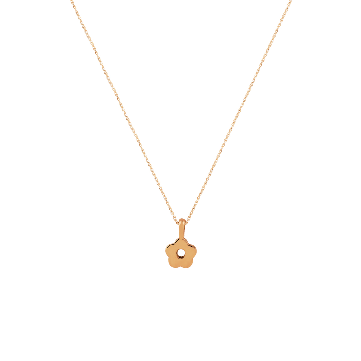 14K Yellow Gold Open Flower Pendant with Chain