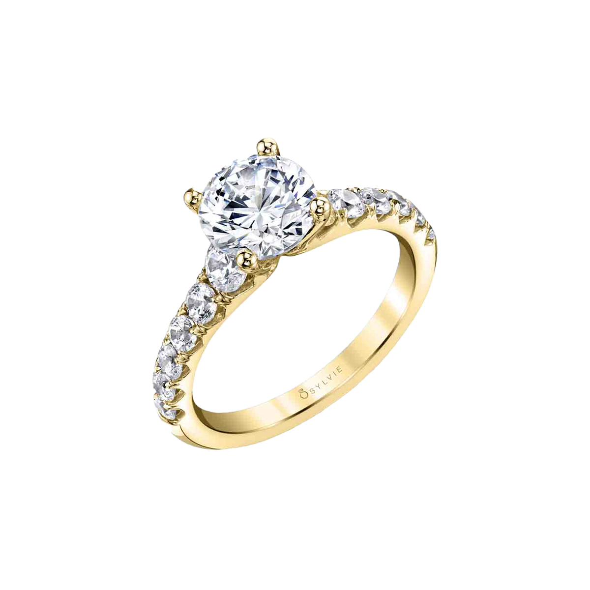 14K Yellow Gold Round Cut Classic Engagement Ring - Anais
