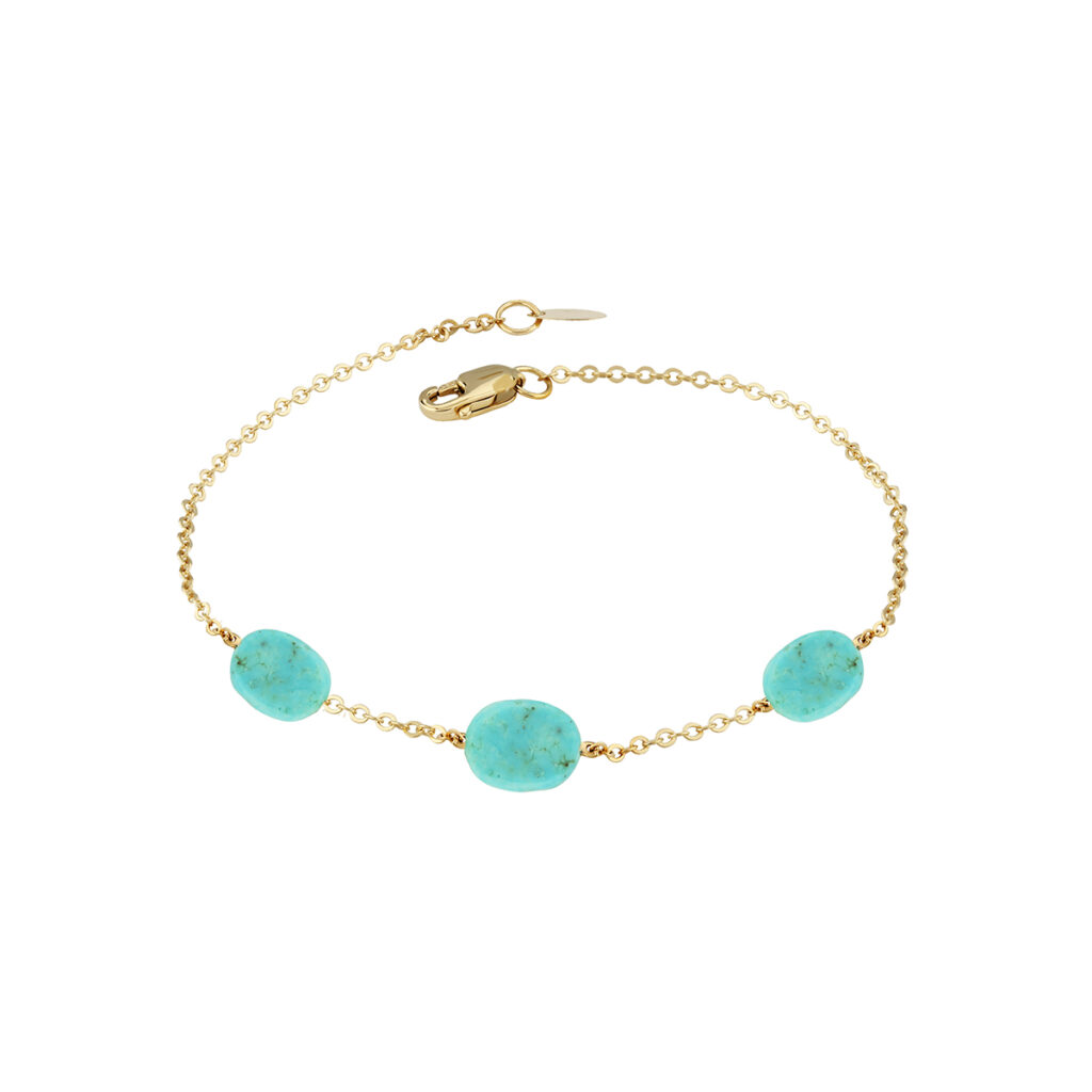 14K Yellow Gold Turquoise Nugget Station Bracelet