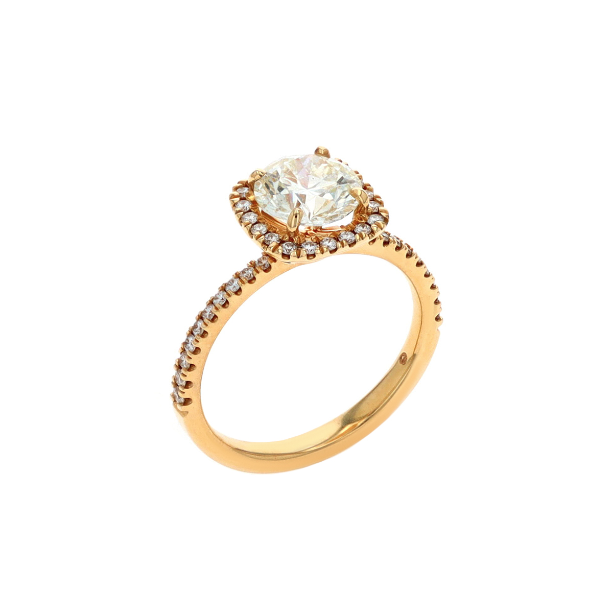 14K Yellow Gold 1.40 Carat Diamond Halo Engagement Ring