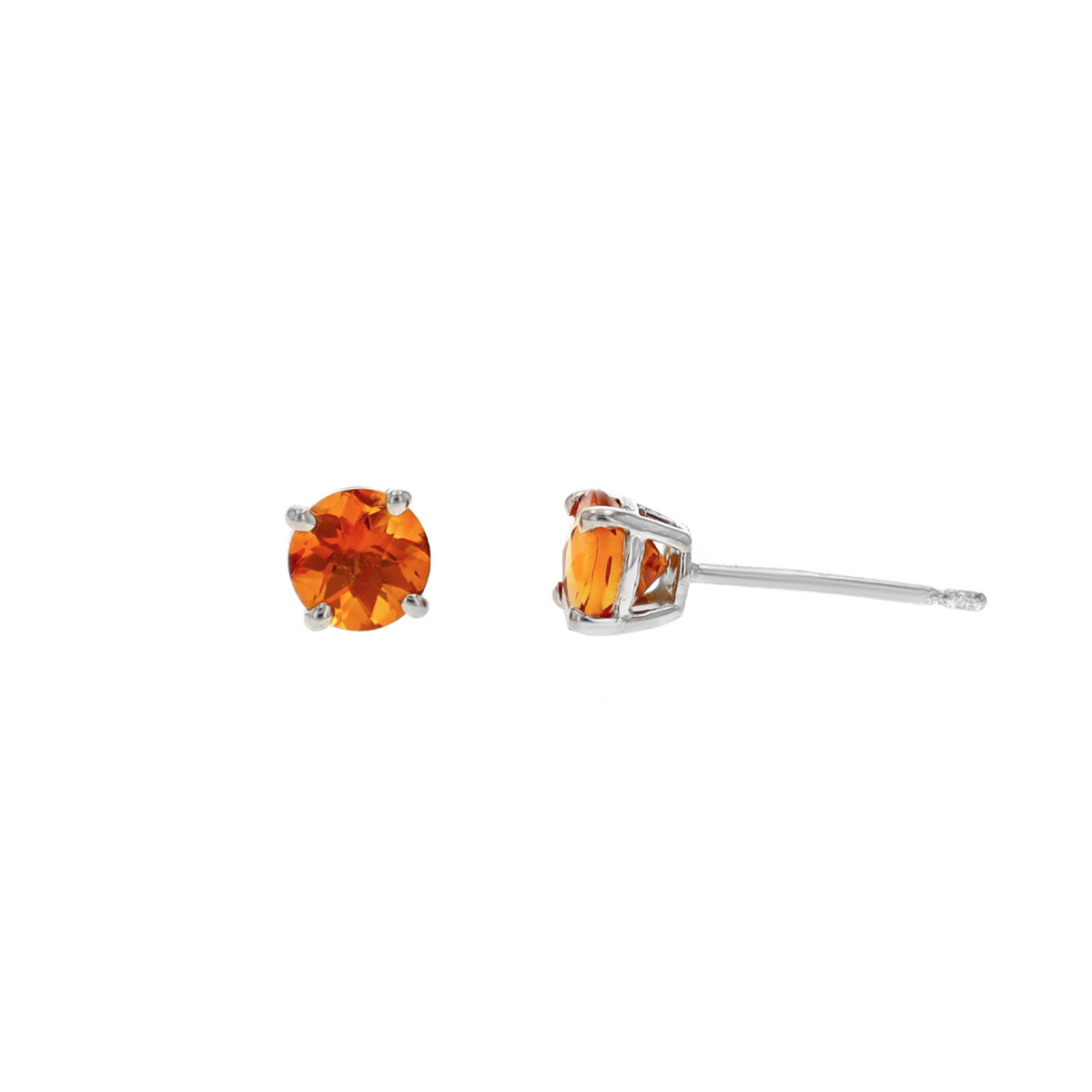 Sterling Silver Round Citrine Stud Earrings