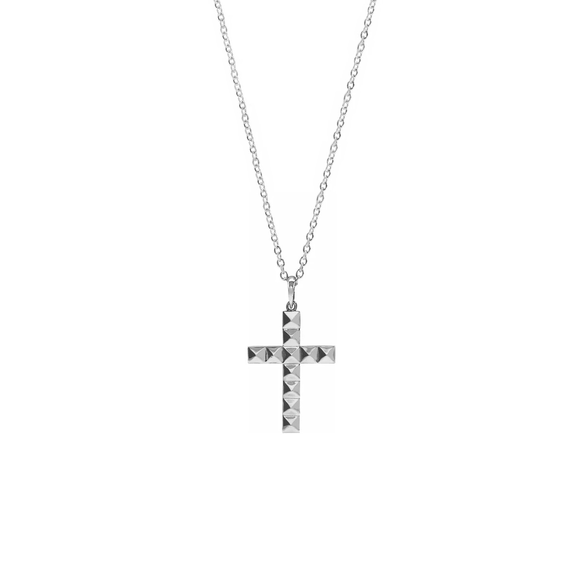 Sterling Silver Pyramid Cross Pendant with Chain