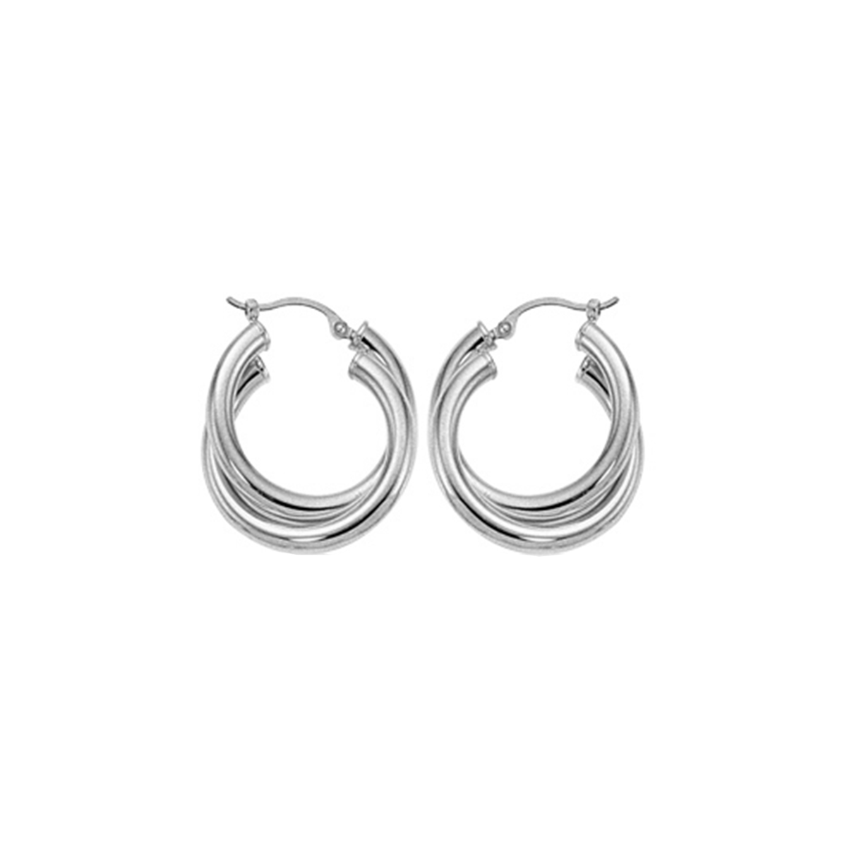 Sterling Silver Medium Double Tube Hoop Earrings
