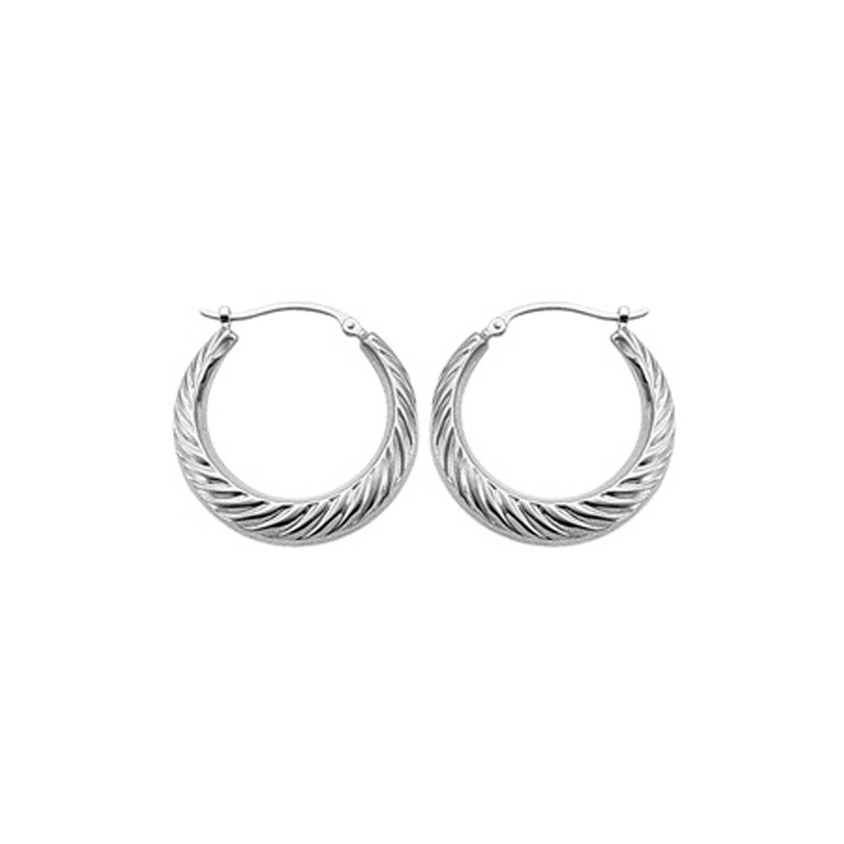 Sterling Silver Swirled Shell Hoop Earrings