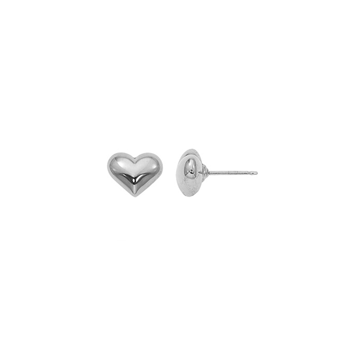 Sterling Silver Puff Heart Stud Earrings