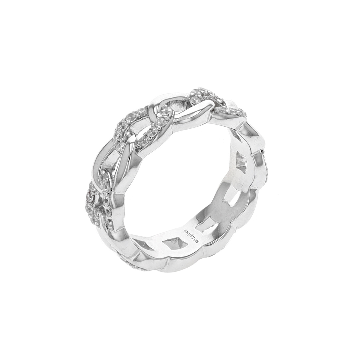 Sterling Silver Cubic Zirconia Link Ring