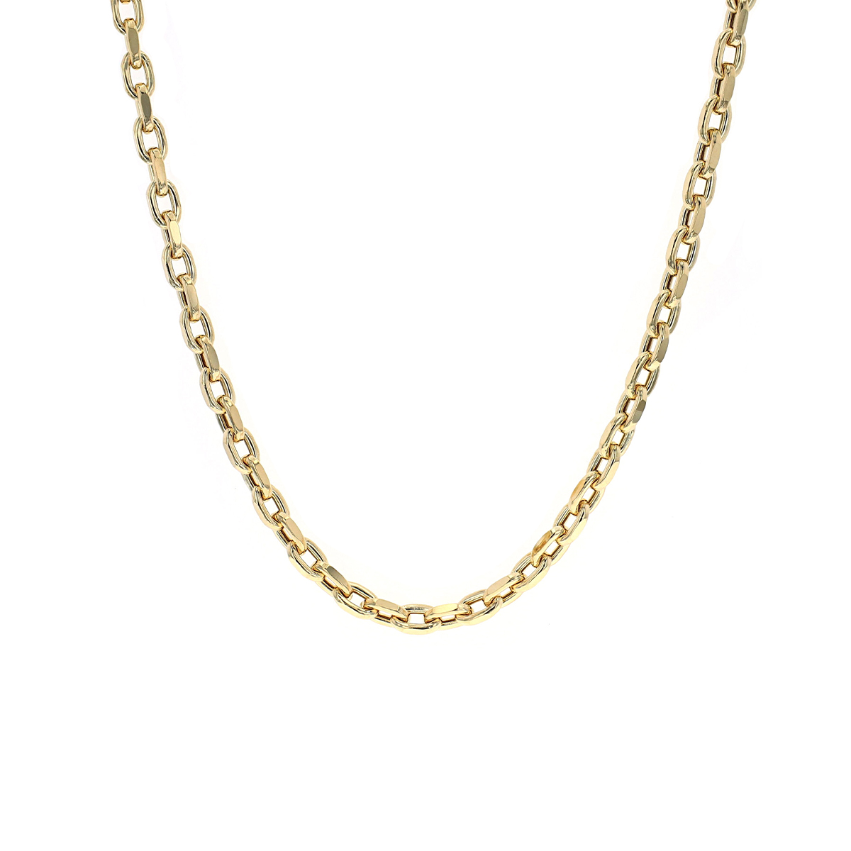14K Yellow Gold 24-Inch Diamond Cut Cable Chain.