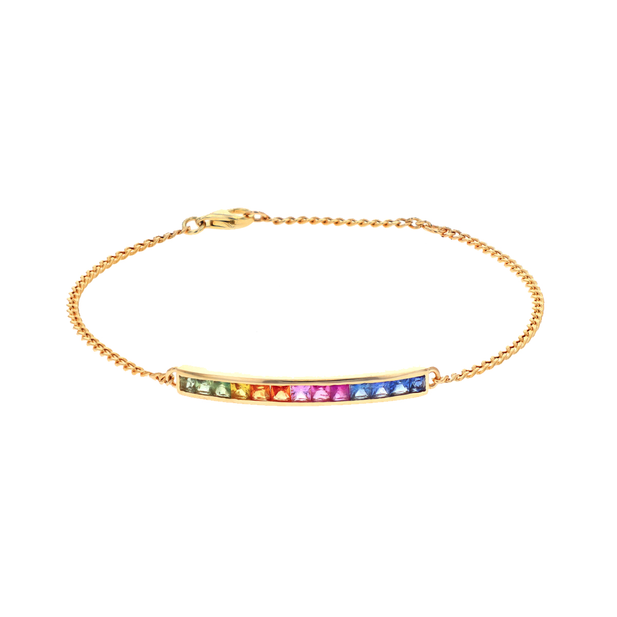 14K Yellow Gold Multi-Colored Sapphire Bracelet