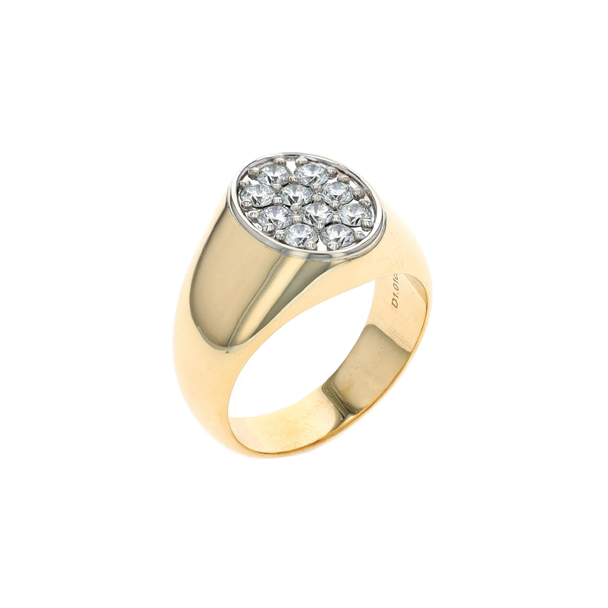 14K White and Yellow Gold Diamod Cluster Ring