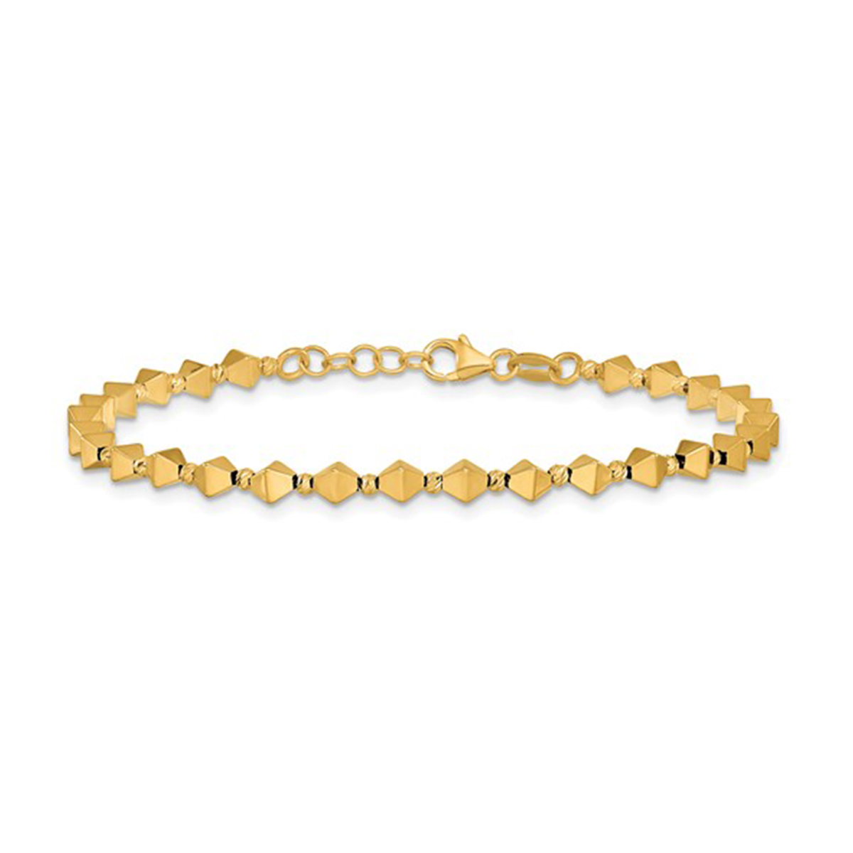 14k Yellow Gold Geometric Bead Bracelet