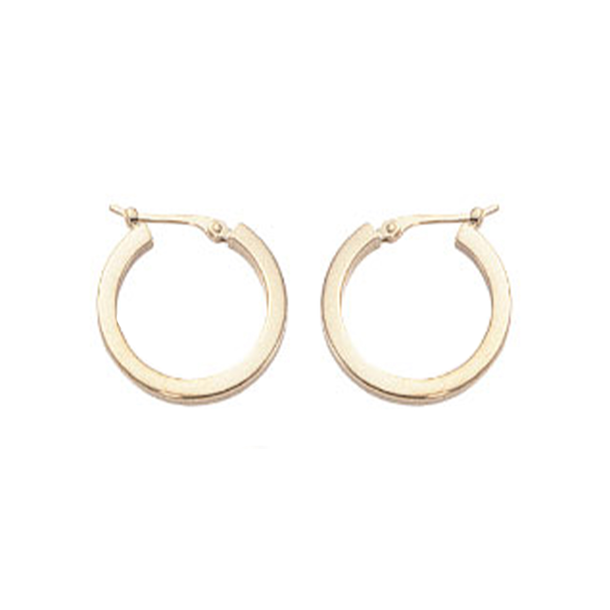 14K Yellow Gold Round Squared Tube Hoop Earrings