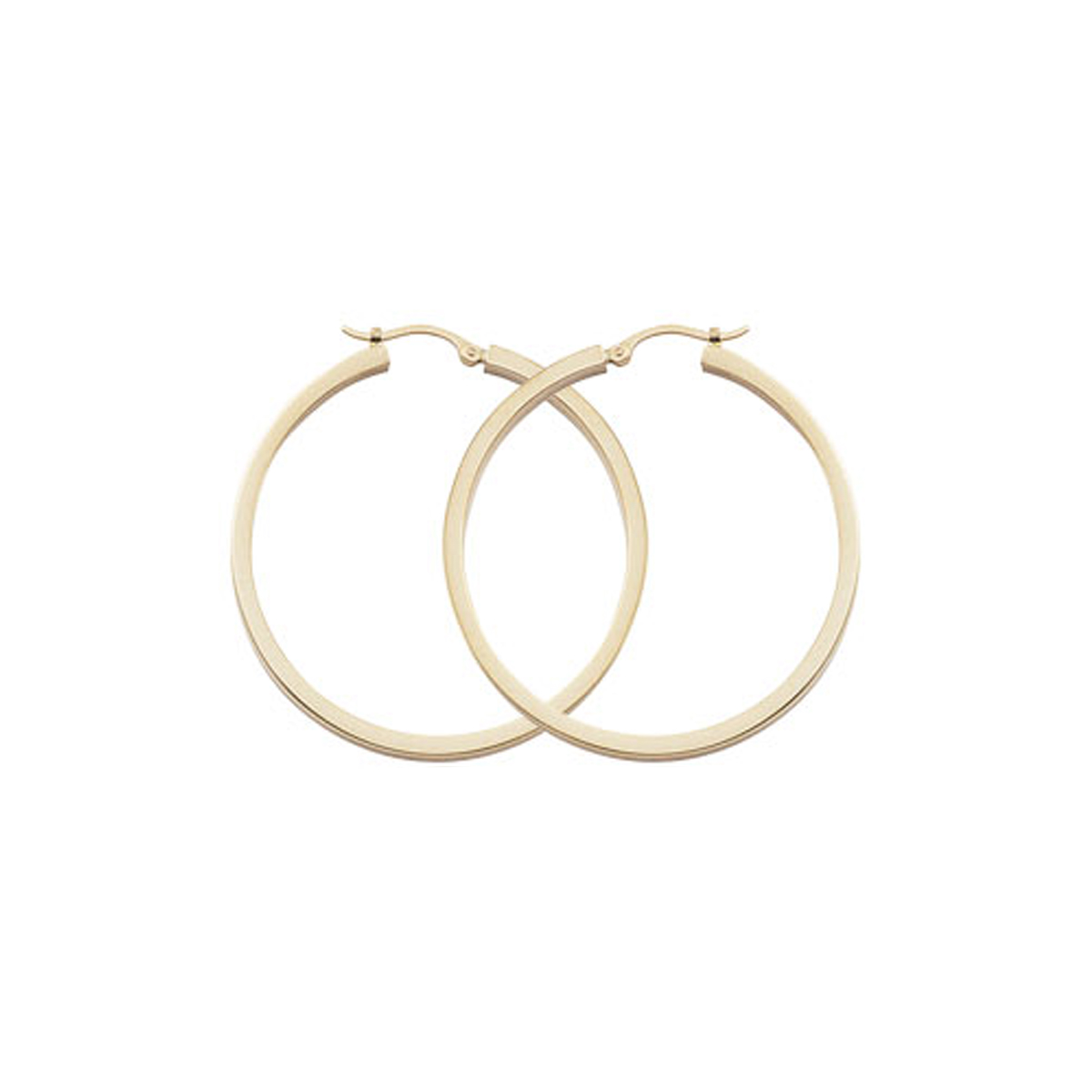 14K Yellow Gold Square Tube Hoops