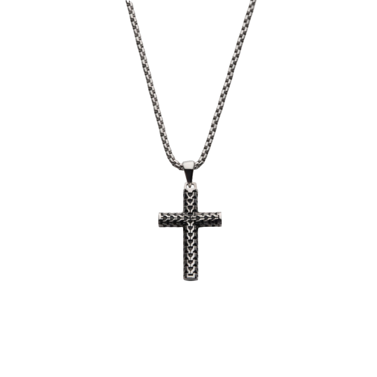 Stainless Steel Scale Cross Pendant with Chain