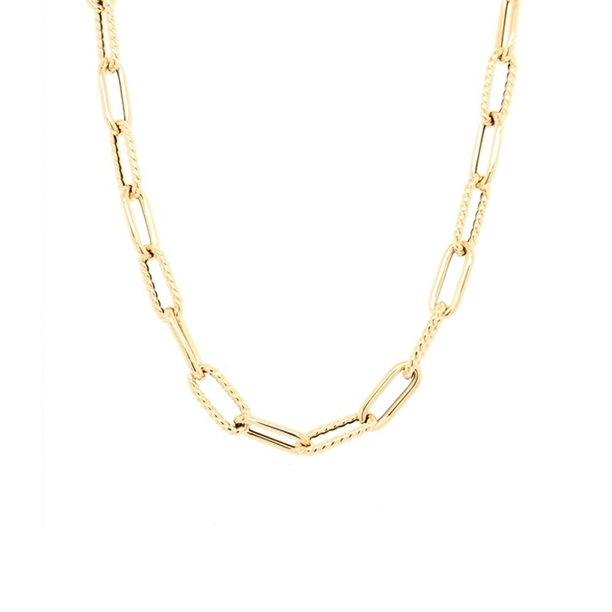 18K Yellow Gold Fluted Paperclip Necklace