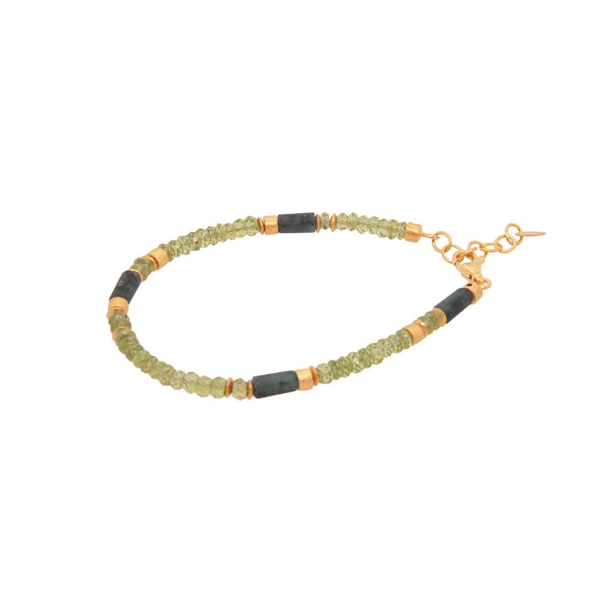 Gold Plated Sterling Silver Peridot and Emerald Bracelet