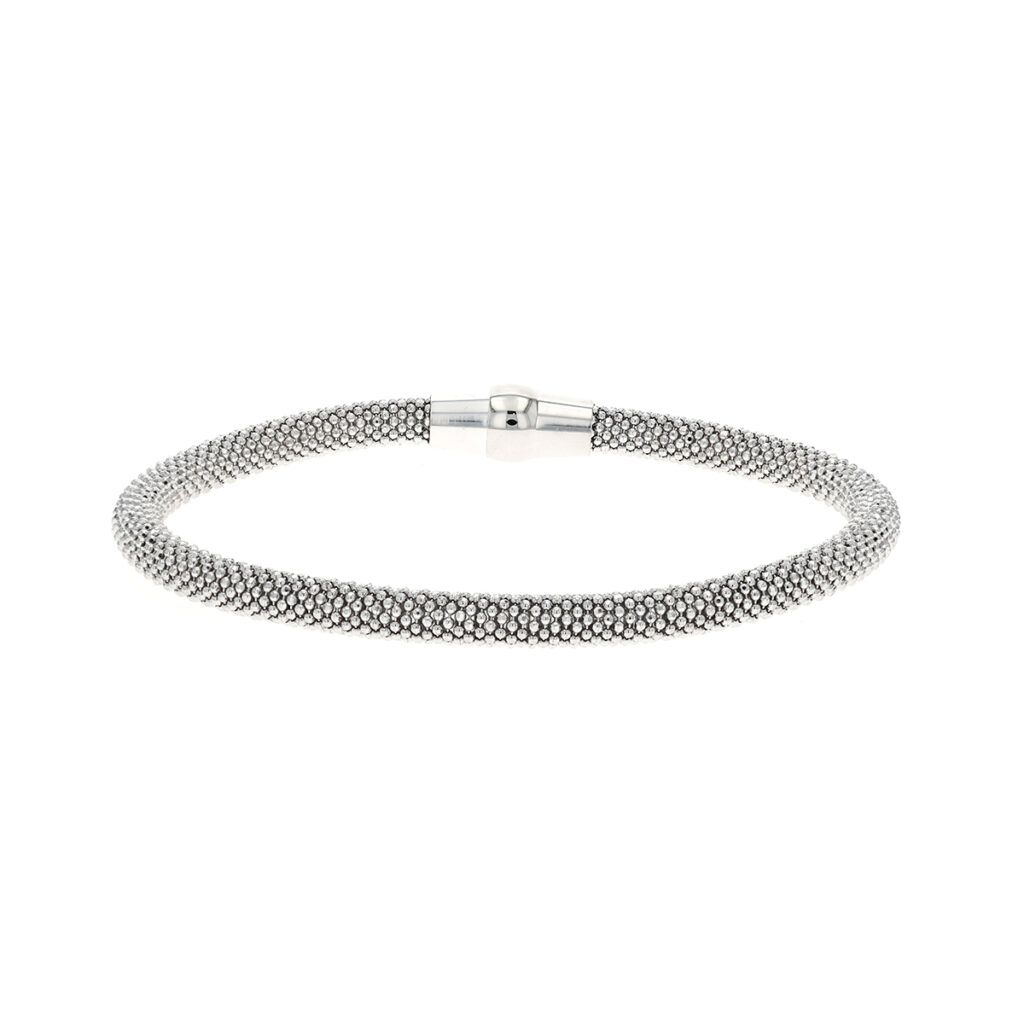 Sterling silver bracelet with mesh like popular center