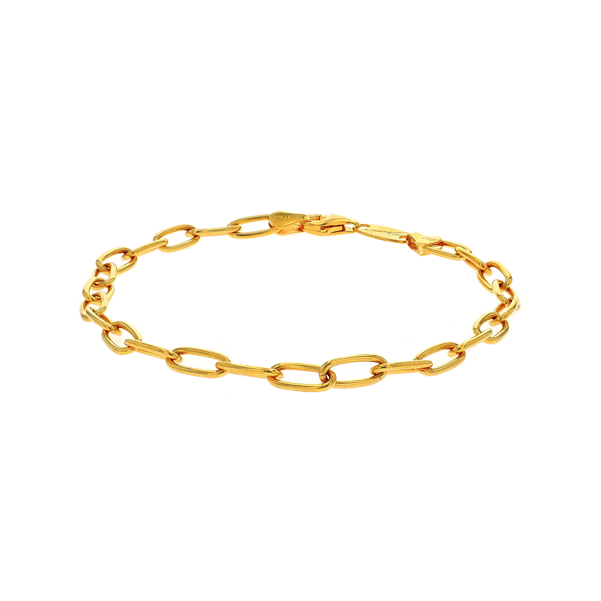 Yellow Gold Plated Sterling Silver Oval Link Bracelet