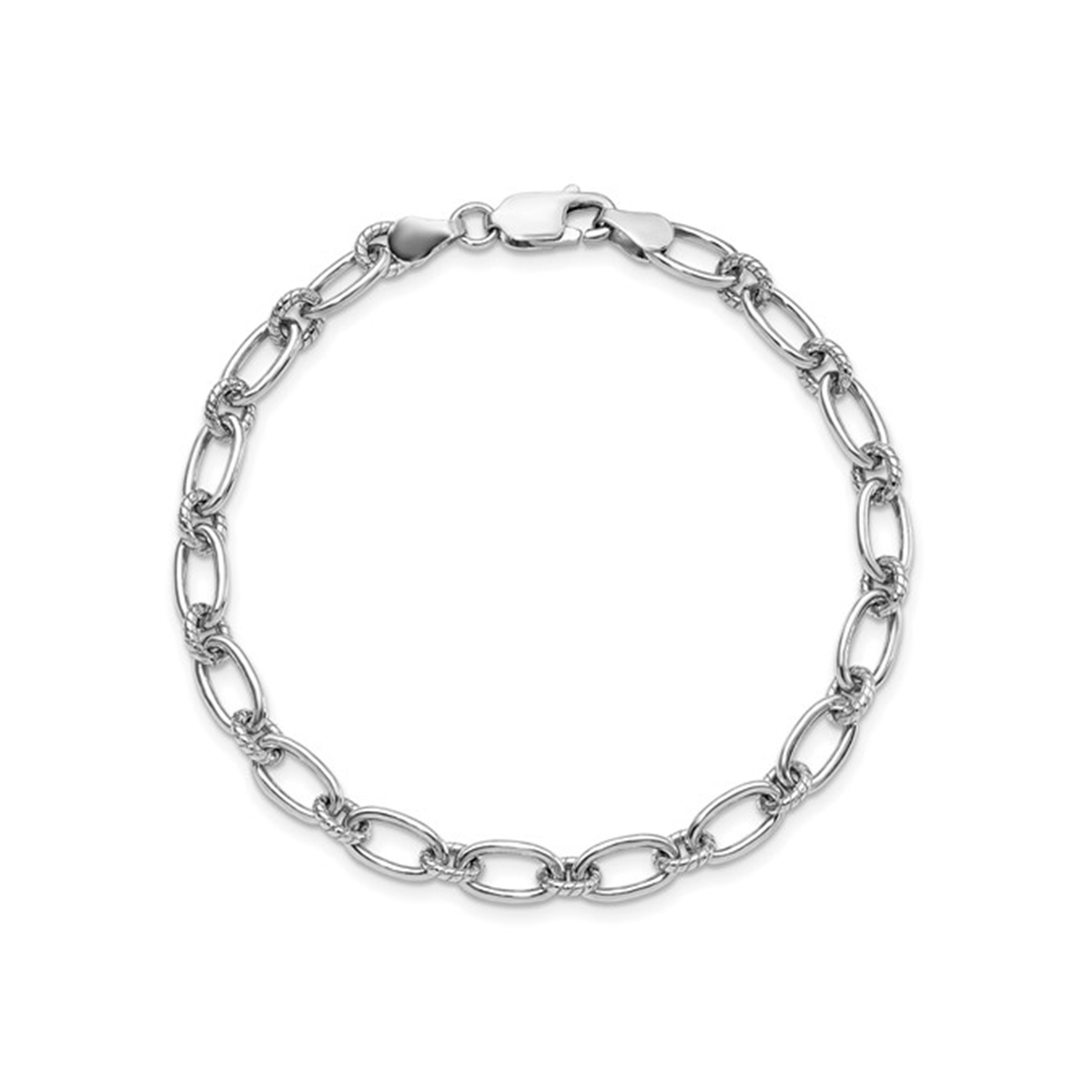 Sterling Silver 7.5-Inch Textured Fancy Link Bracelet