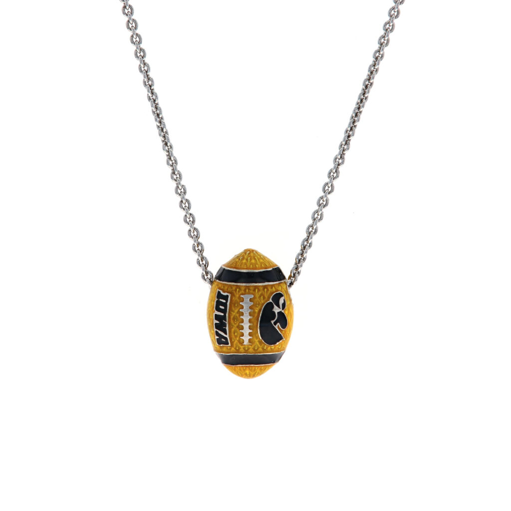 Sterling Silver Iowa Hawkeye Football Necklace