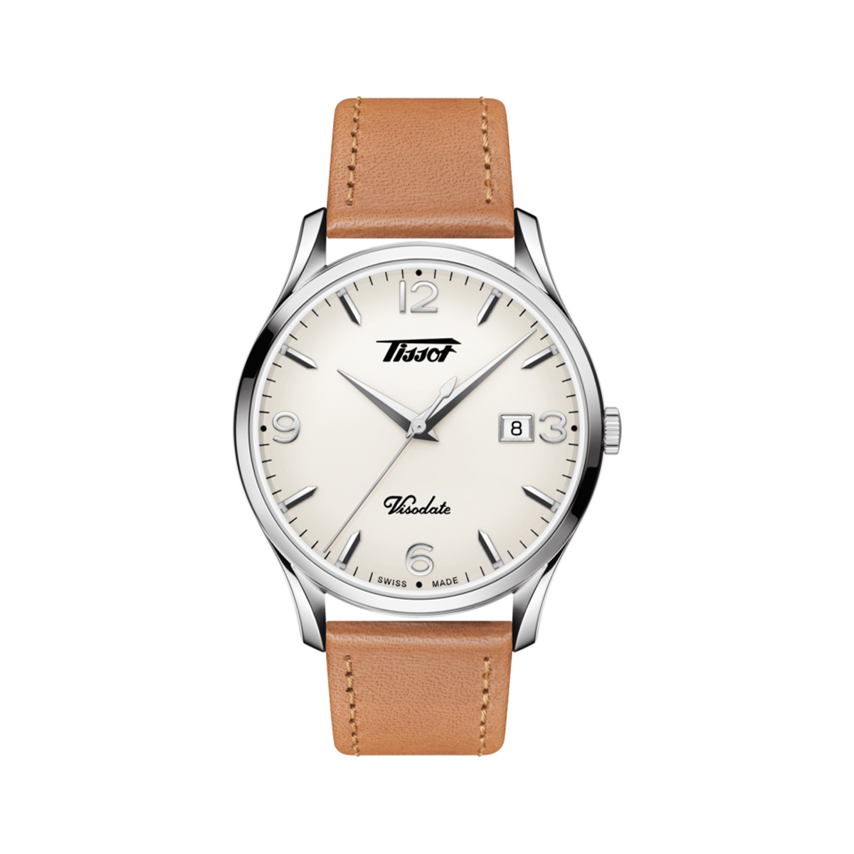Stainless Steel Tissot Heritage Visodate Leather Strap Watch