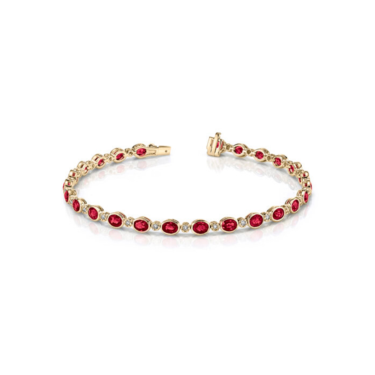 14K Yellow Gold Ruby and Diamond Bracelet