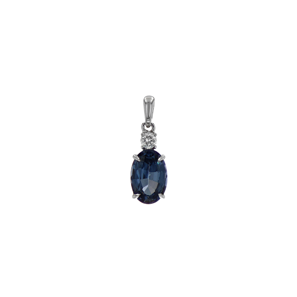 14K White Gold Oval Spinel and Diamond Pendant