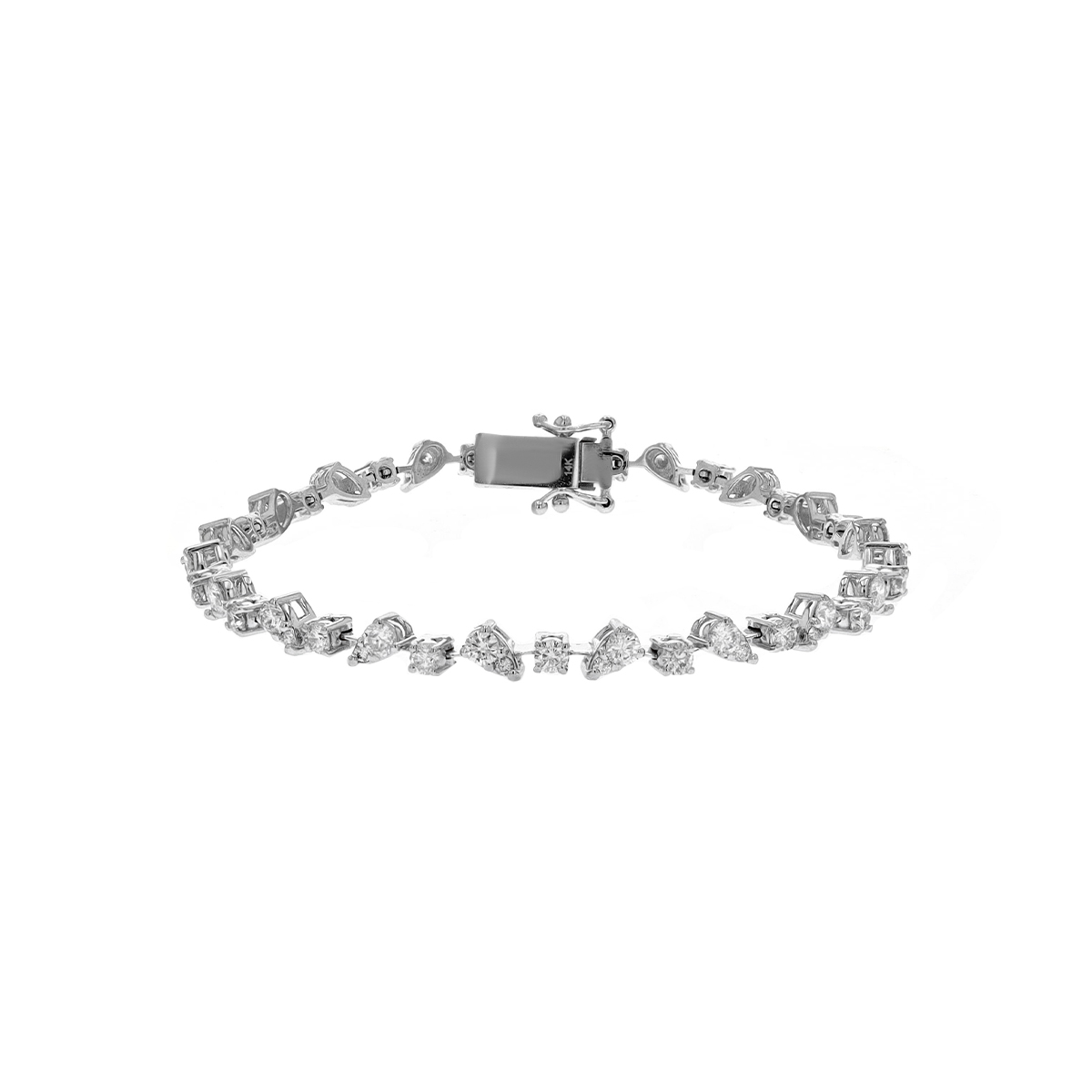 14K White Gold Pear-Shaped Bezel Diamond Bracelet