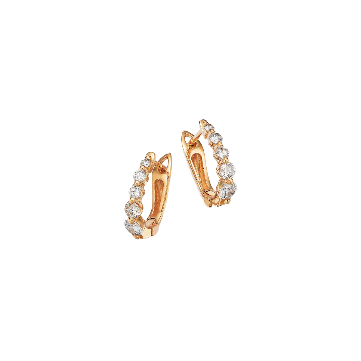 14K Yellow Gold Graduated Diamond Hoop Earrings