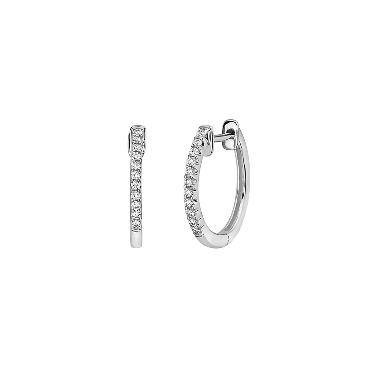 14K White Gold Diamond Hoop Earrings