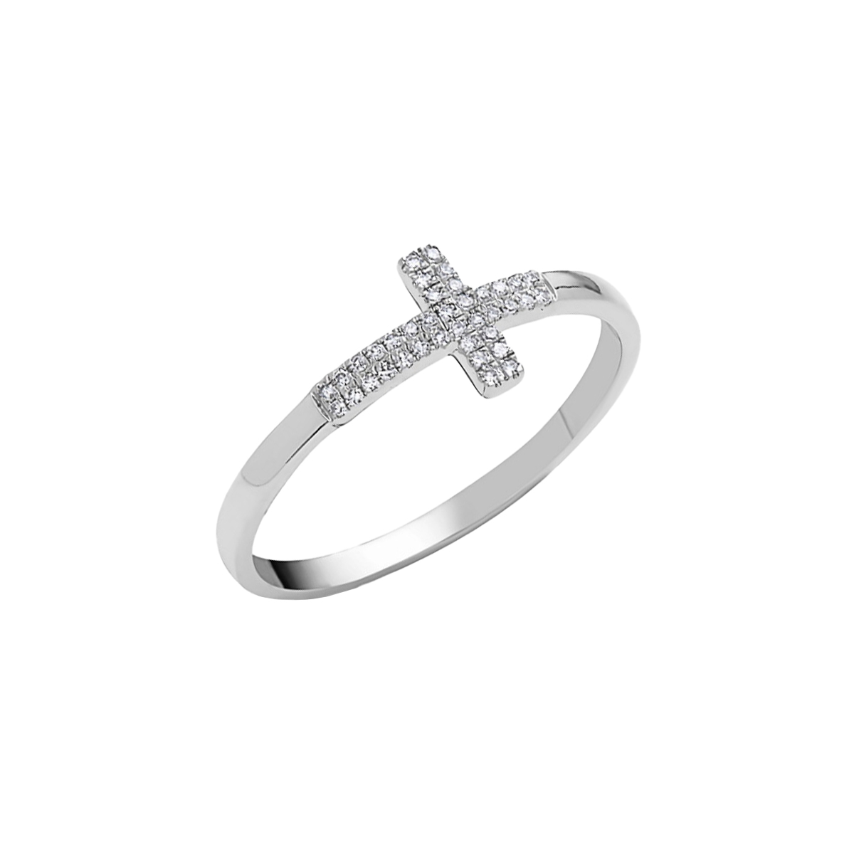 14K White Gold Diamond Cross Band