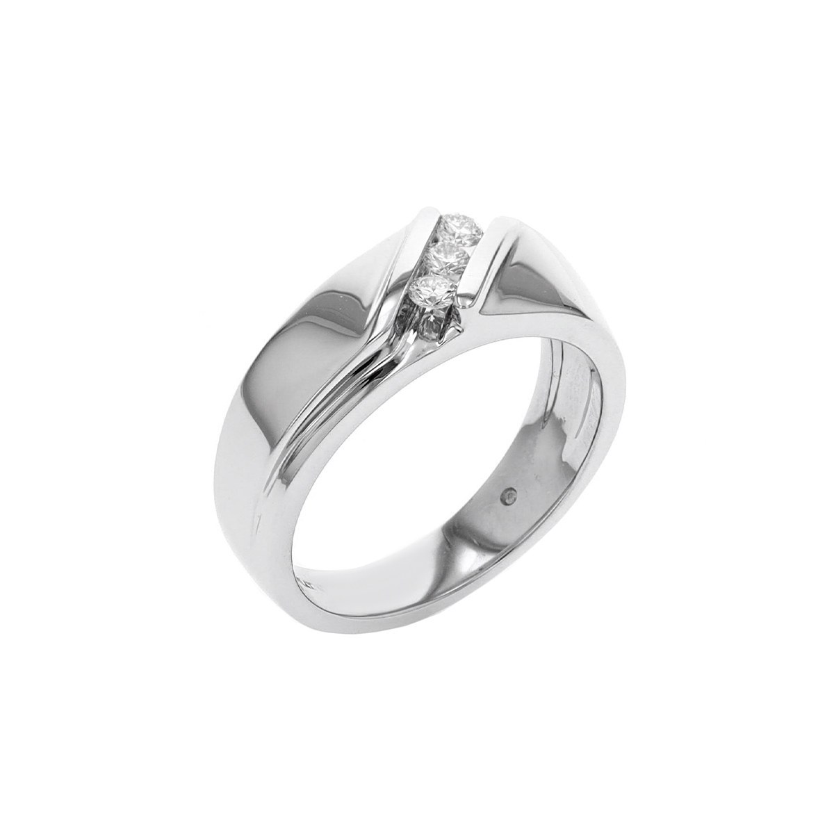 Platinum 3-Diamond Channel Wedding Band