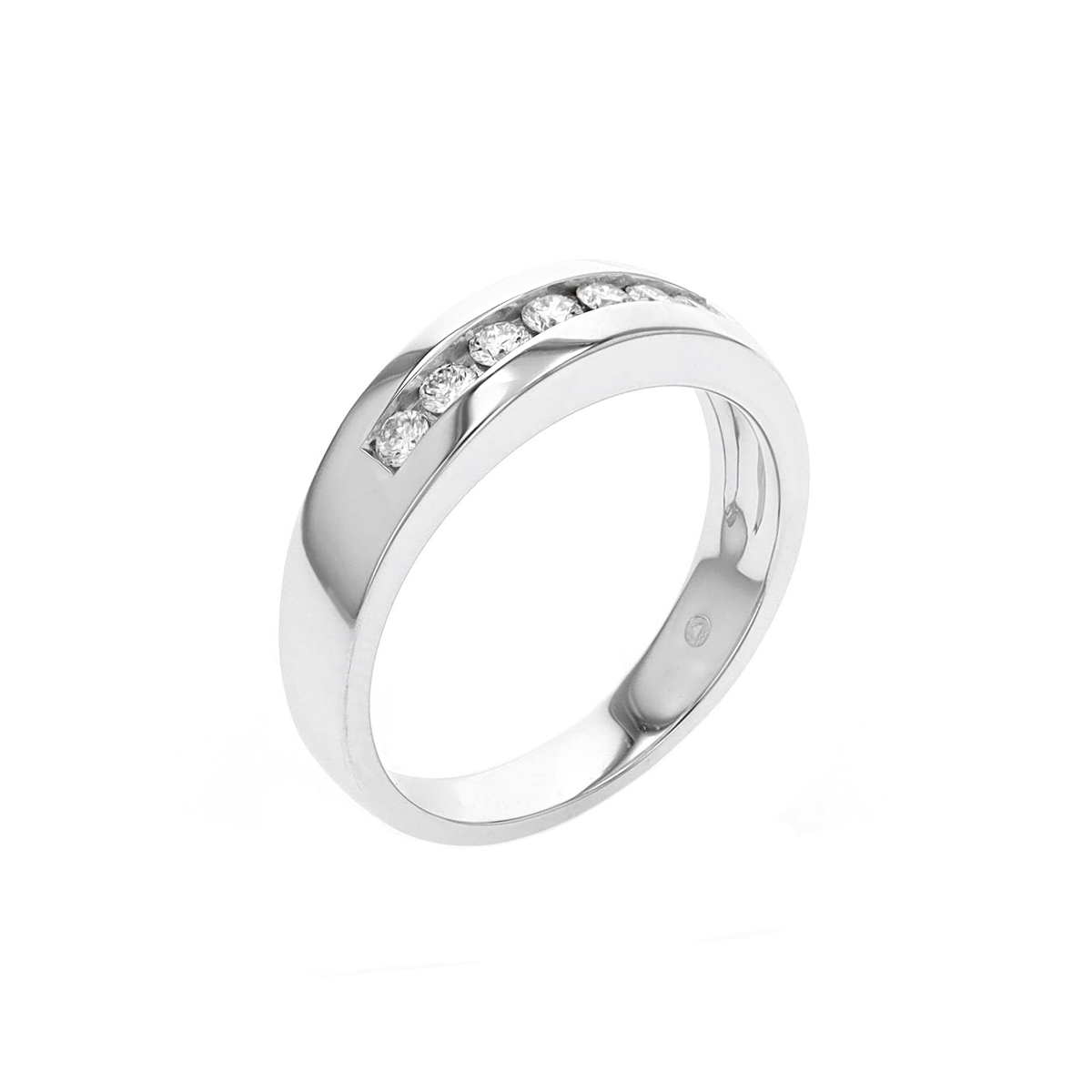 14K White Gold Diamond Channel Wedding Band