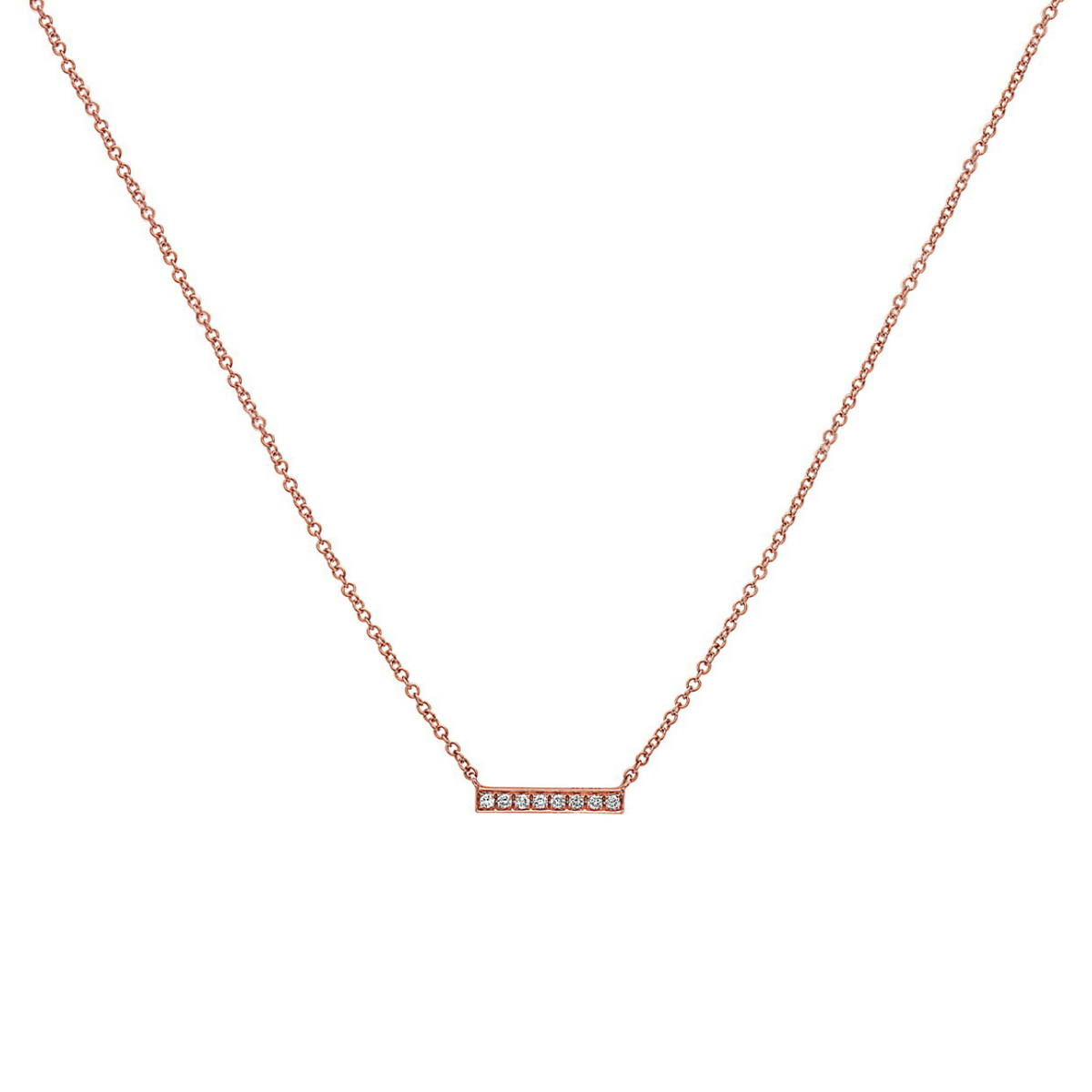 14K Rose Gold Mini Diamond Bar Necklace