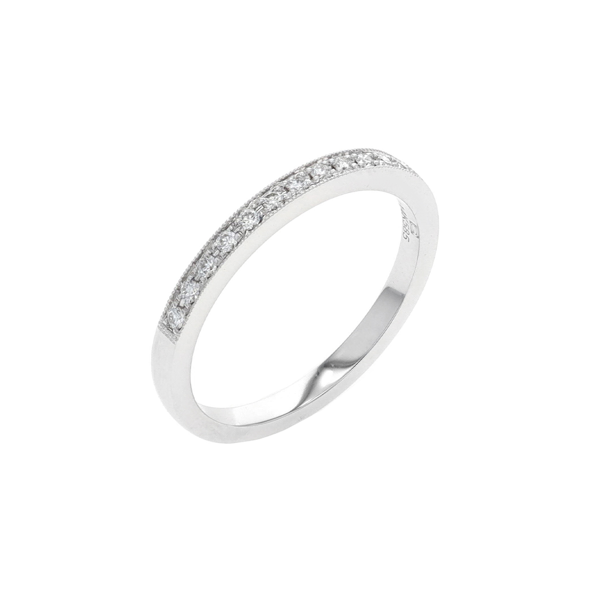 14K White Gold Milgrain Diamond Wedding Band