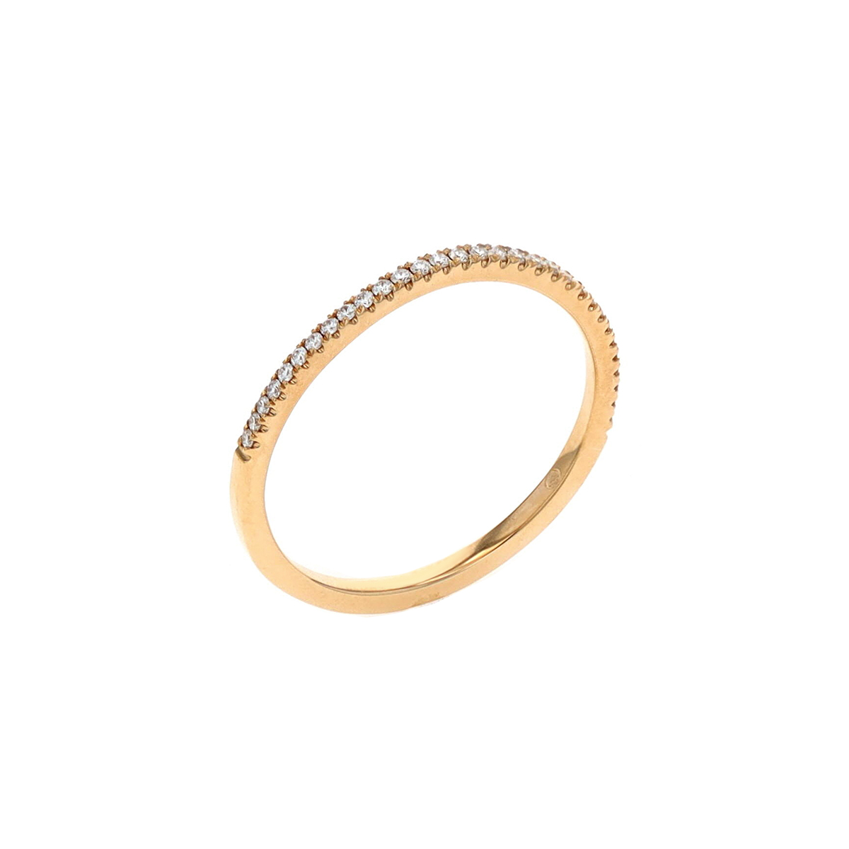 14K Yellow Gold Curved Diamond Wedding Band