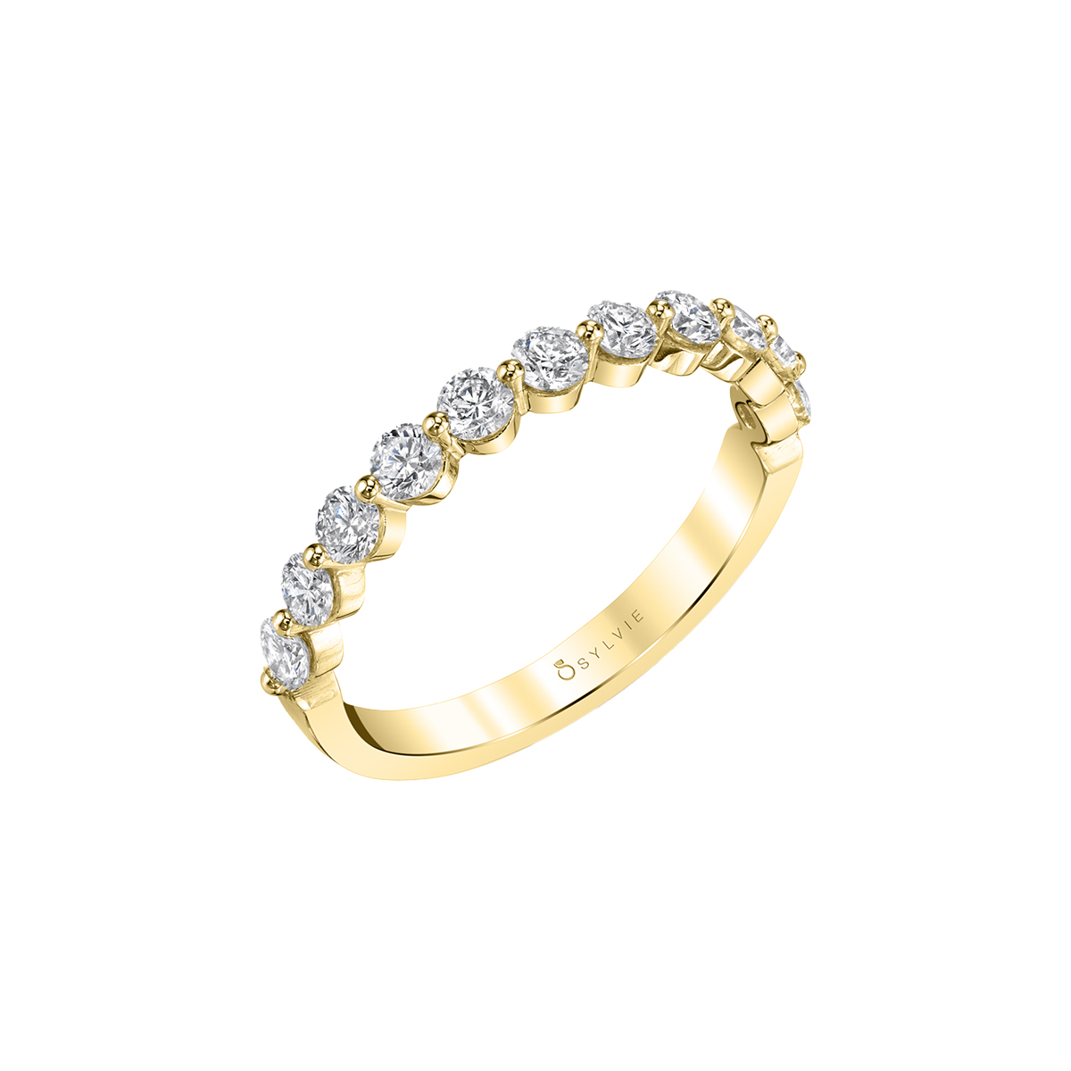 14K Yellow Gold Stackable Diamond Wedding Band