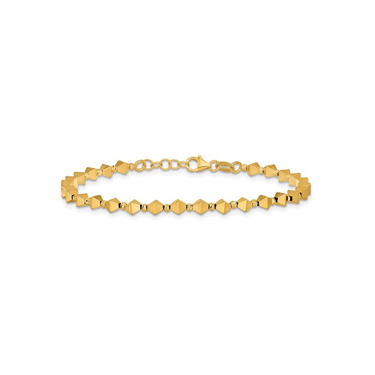 14K Yellow Gold Geometric Bead Bracelet