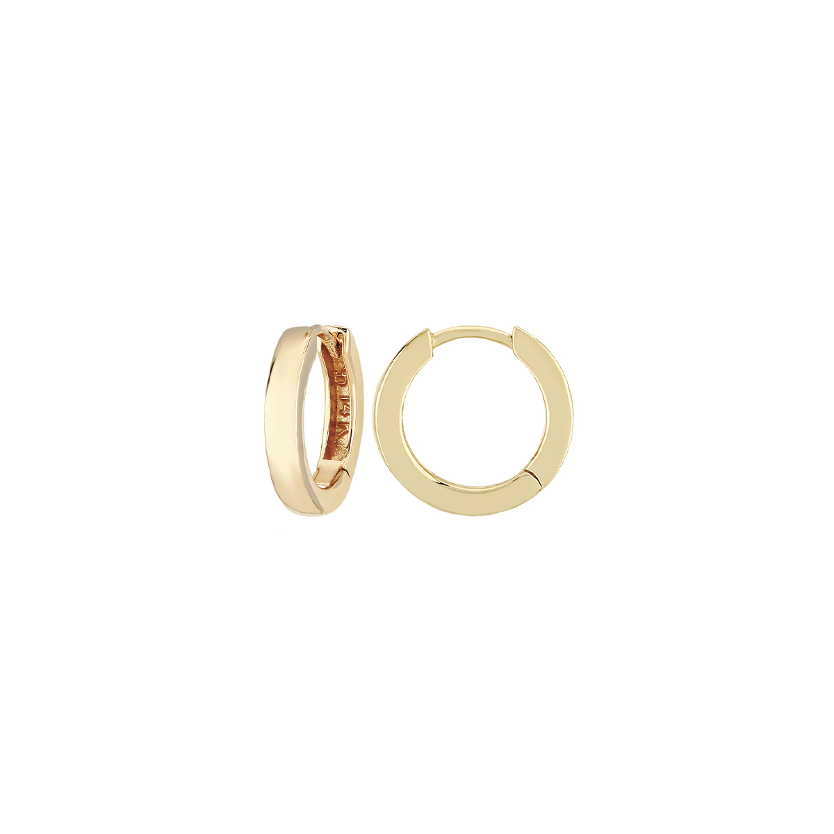 14K Yellow Gold Medium 3 mm Huggie Hoop Earrings