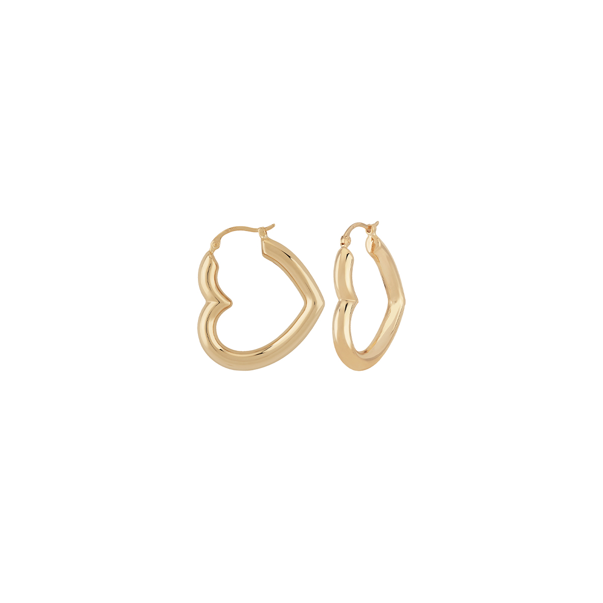 14K Yellow Gold Heart Hoop Earrings